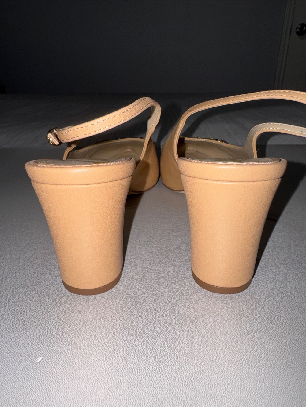 Sam Edelman Waller Slingback Block Heel Pumps Beige Leather Horsebit Sz 10.5 - Picture 6 of 9